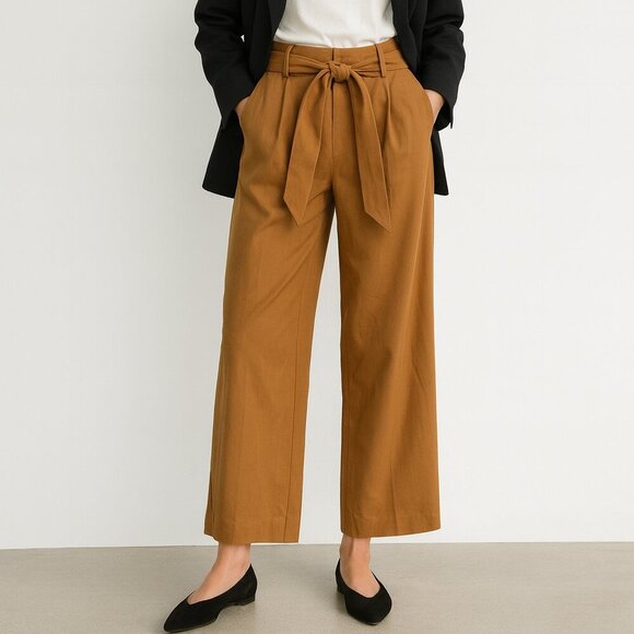 Zara Goldenrod Wide Leg Tie Waist Pants Sz M - Picture 1 of 8